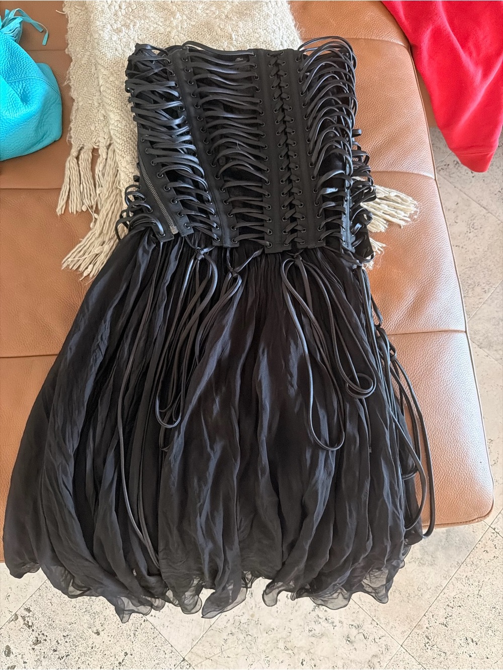 Dolce & Gabbana Black Lace-Up Corset Evening Dress